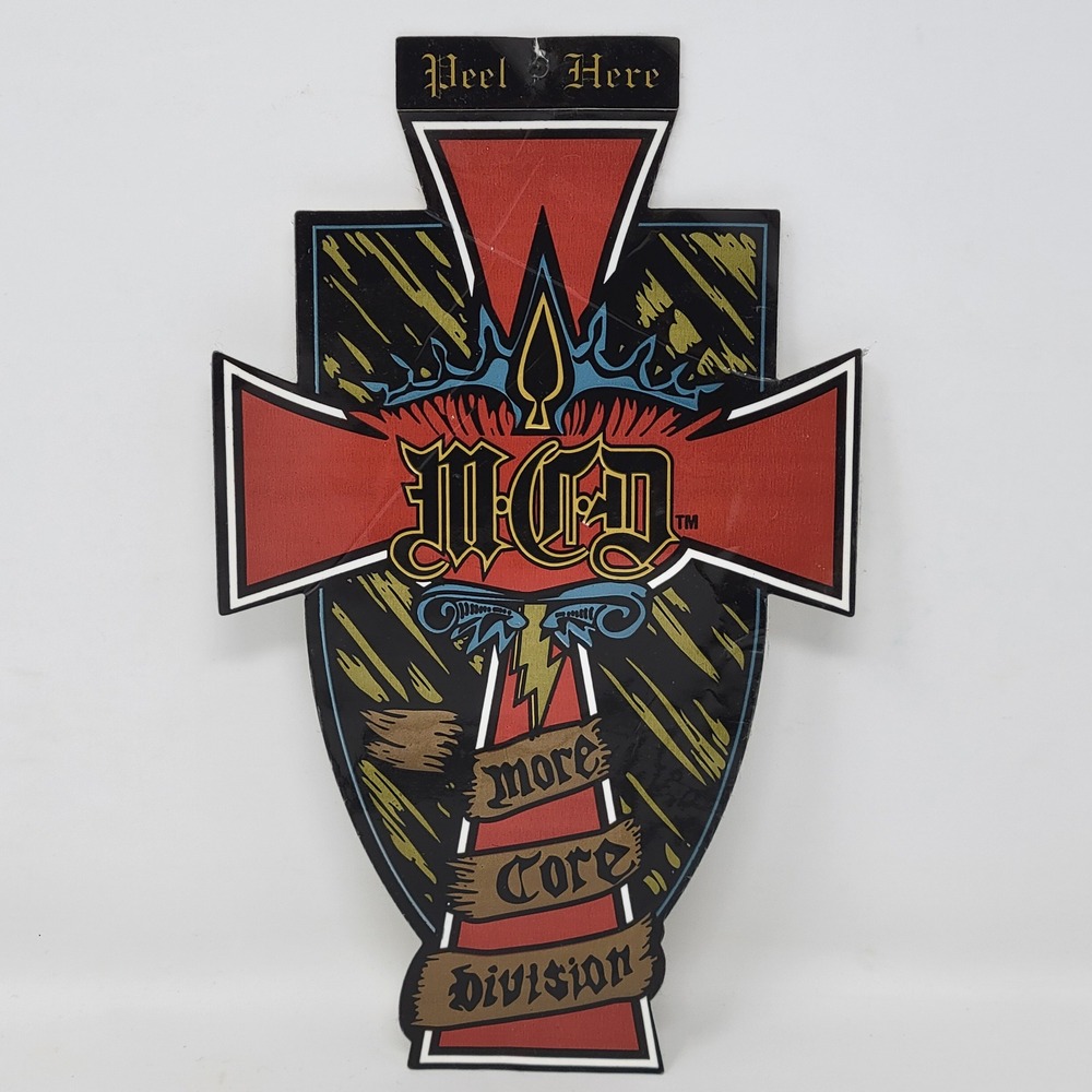 Vintage MCD More Core Division Sticker Decal Iron Cross Shield 90s Surf Skate